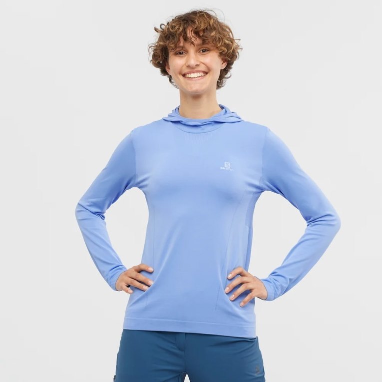 Light Blue Salomon Essential Seamless Women\'s Sweatshirt | IE CV0987